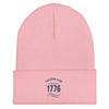 Blue 1776 Freedom Kind Logo | Cuffed Beanie - Baby Pink