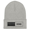 Black and White Logo Freedom Kind | Cuffed Beanie - Heather Grey
