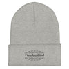 Black Scroll Freedom Kind Logo | Cuffed Beanie - Heather Grey