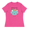Anti - Tyranny Flower Cat | Women's Relaxed T-Shirt - Berry