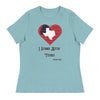 Red Heart I Stand With Texas | Women's Relaxed T-Shirt - Heather Blue Lagoon