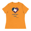 Blue Heart I Stand With Texas | Women's Relaxed T-Shirt - Heather Marmalade
