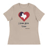 Red Heart I Stand With Texas | Women's Relaxed T-Shirt - Heather Stone