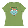 Anti - Tyranny Flower Cat | Women's Relaxed T-Shirt - Leaf