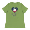 Blue Heart I Stand With Texas | Women's Relaxed T-Shirt - Leaf