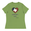 Green Heart I Stand With Texas | Women's Relaxed T-Shirt - Leaf
