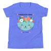 Anti - Tyranny Flower Cat | Kids Short Sleeve T-Shirt - Heather Columbia Blue