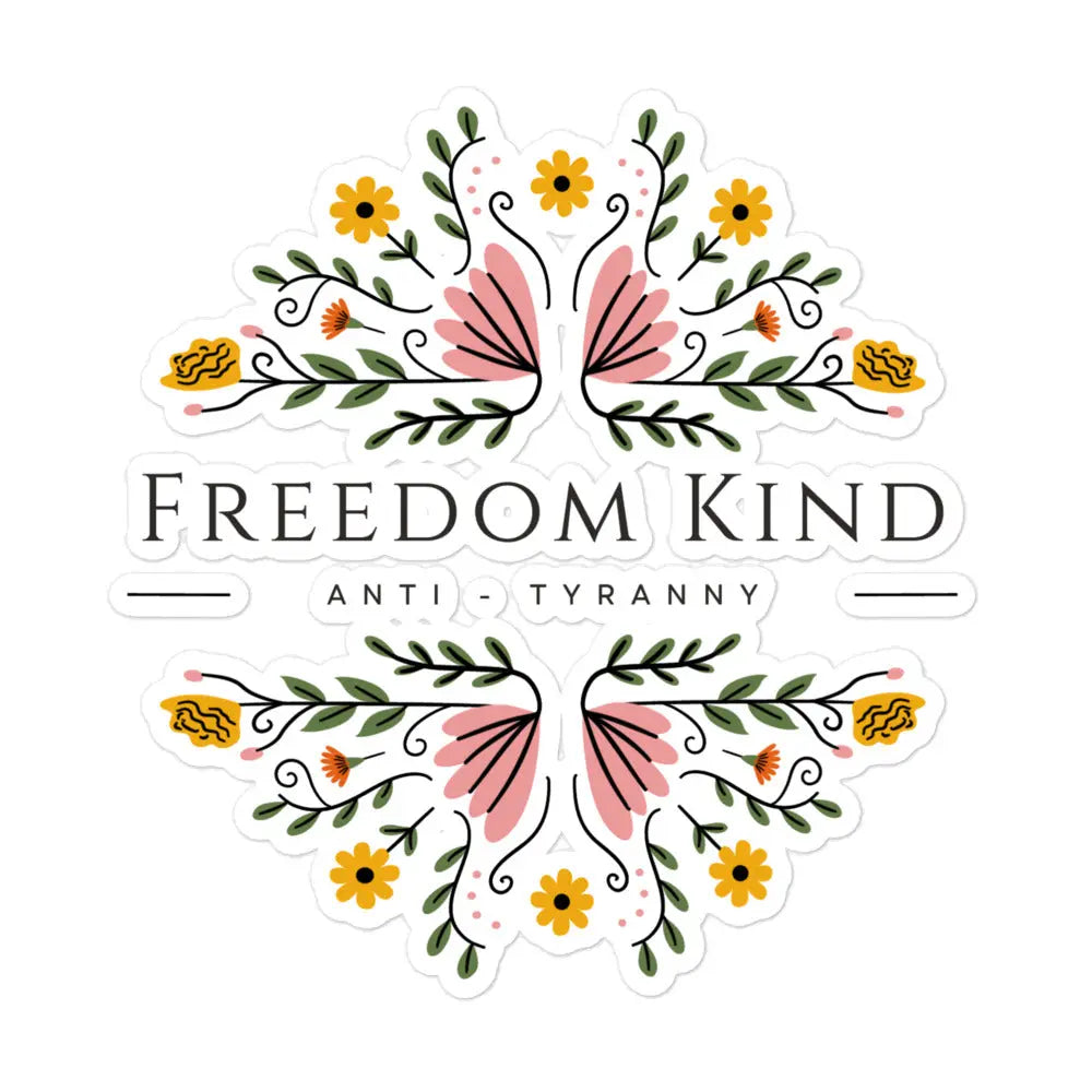 Anti-Tyranny Floral Logo Bubble-free Stickers | Freedom Kind - Image #1