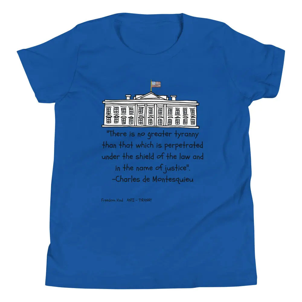 Youth Short Sleeve T-Shirt with Charles de Montesquieu Quote | Freedom Kind Apparel - Image #3