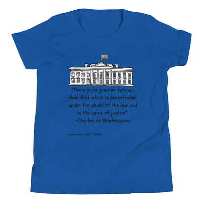 Youth Short Sleeve T-Shirt with Charles de Montesquieu Quote | Freedom Kind Apparel - Image #3