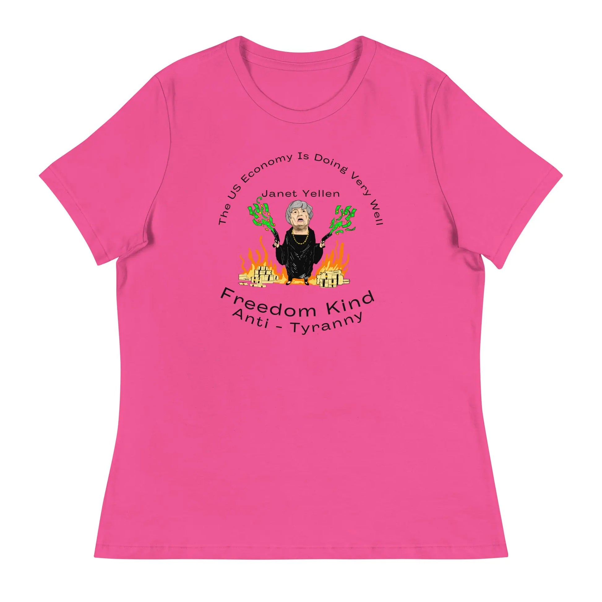 The US Economy Is Doing Very Well." - Janet Yellen | Women's Relaxed T-Shirt - Image #4