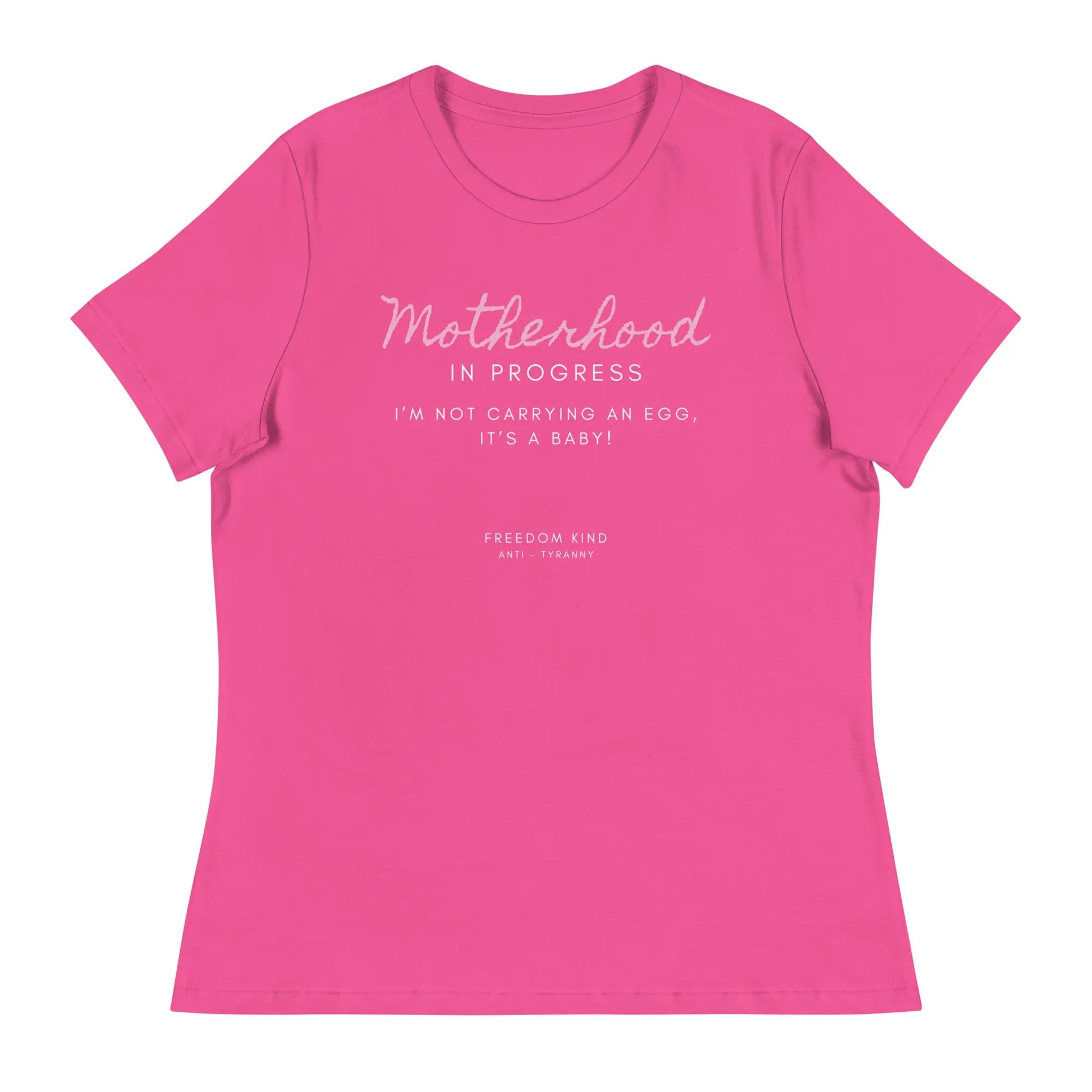Women's Relaxed T-Shirt: 'Motherhood in Progress' | 'I'm Not Carrying an Egg, It's a Baby!' | Freedom Kind - Image #3