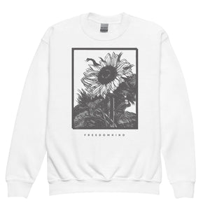 Youth Crewneck Sweatshirt with Sunflower Design | Freedom Kind - Image #1