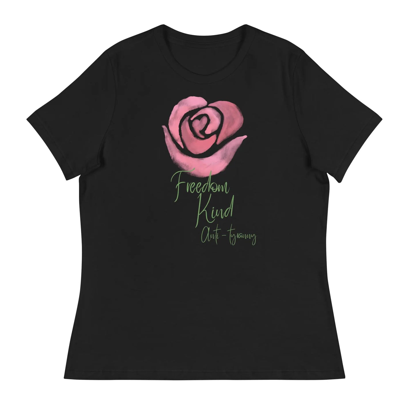 Women's Relaxed T-Shirt with Rose Design | Freedom Kind Apparel - Image #1