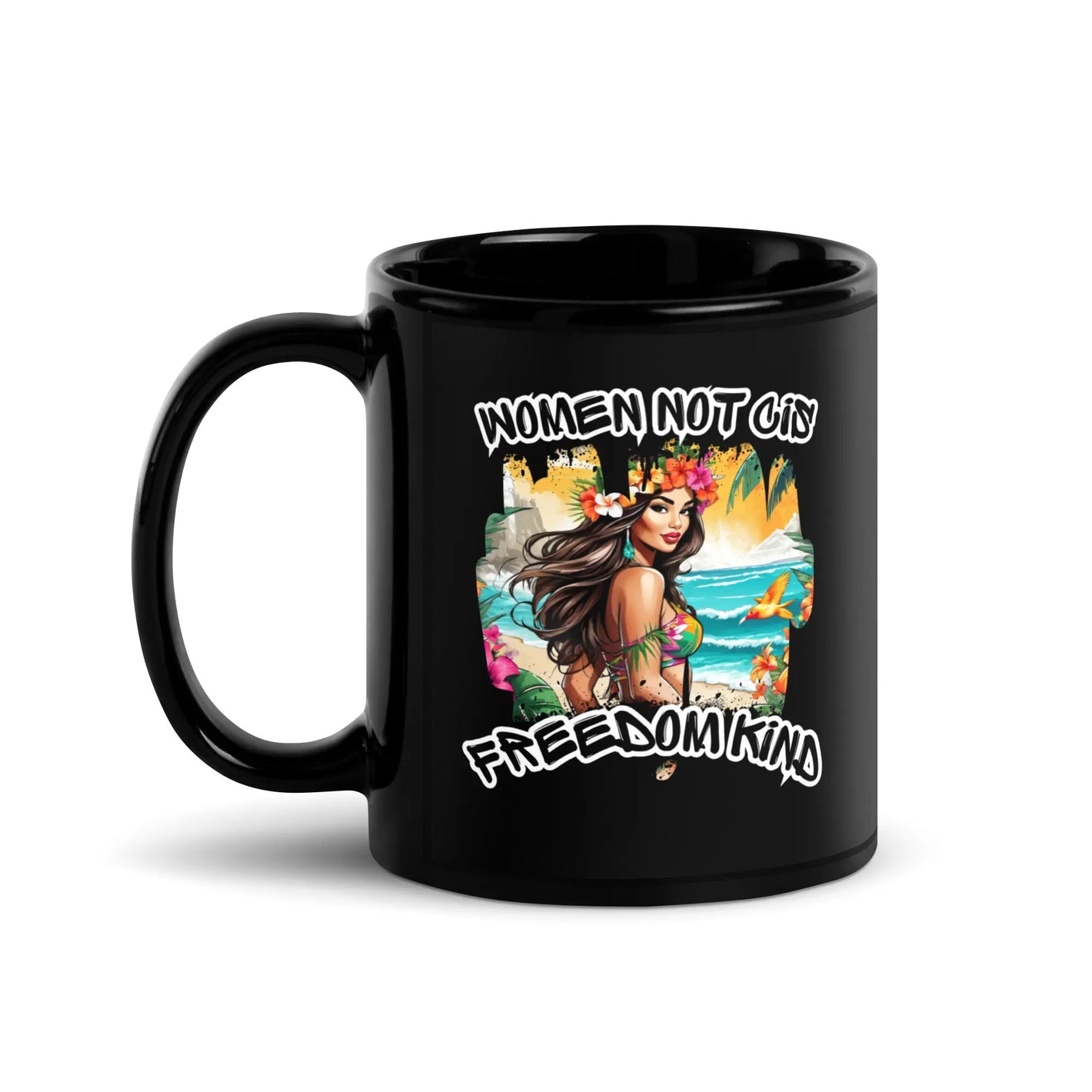 Women Not Cis Black | Freedom Kind Glossy Mug - Image #1