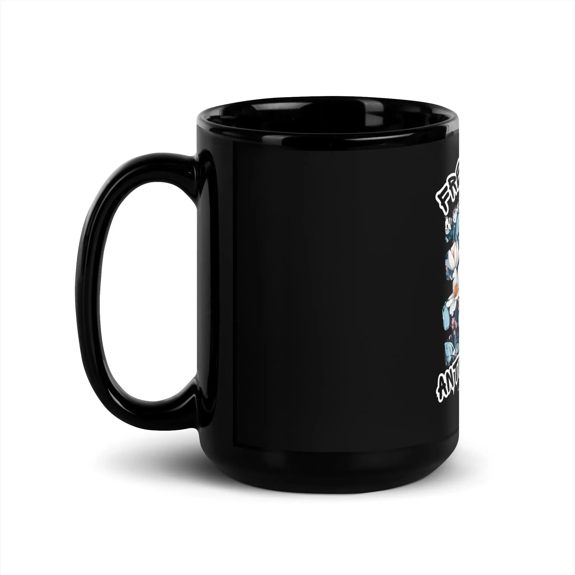 Whiter Flower | Freedom Kind Black Glossy Mug - Image #4
