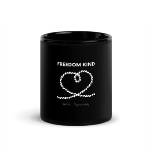 Black Glossy Mug with Rope Heart | Freedom Kind - Image #1