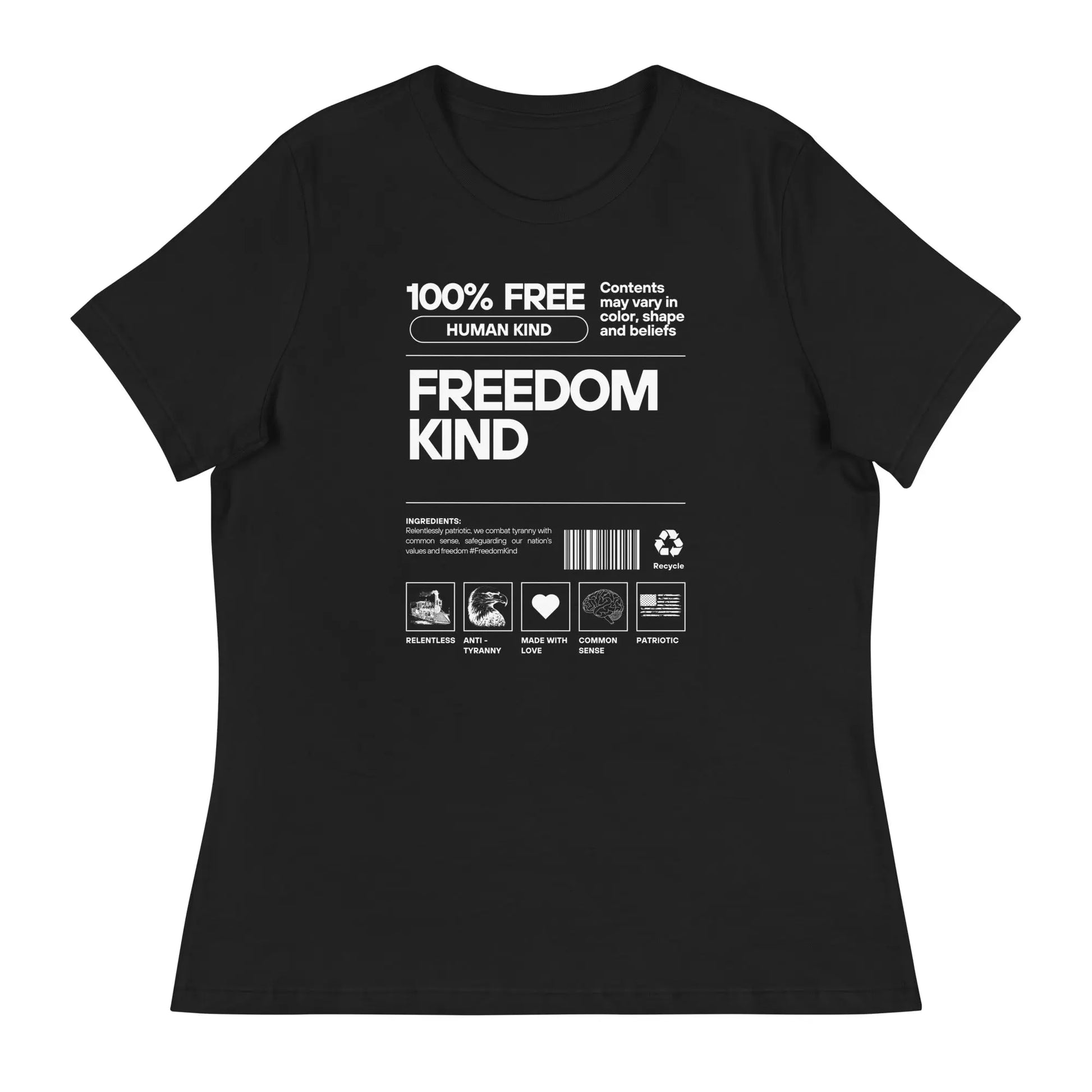 Women's Relaxed T-Shirt: 100% Human Kind | Freedom Kind Apparel - Image #4