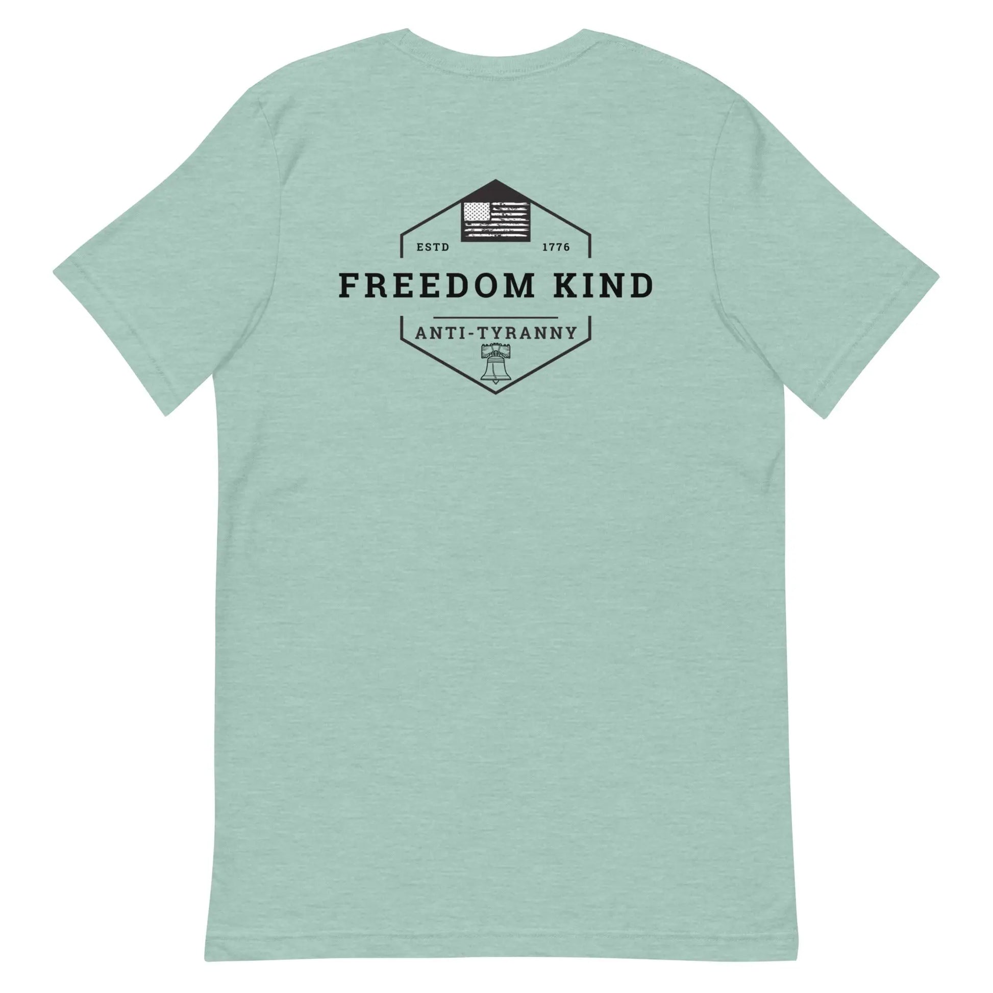 Freedom Kind Anti - Tyranny Liberty Bell American Flag Logo T-shirt - Image #15