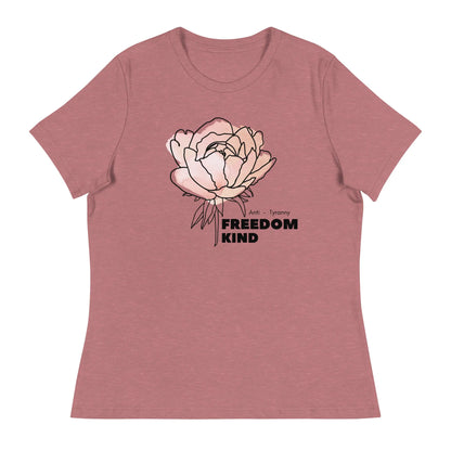 Freedom Kind Anti - Tyranny Peonies Women's Relaxed T-Shirt - Image #8