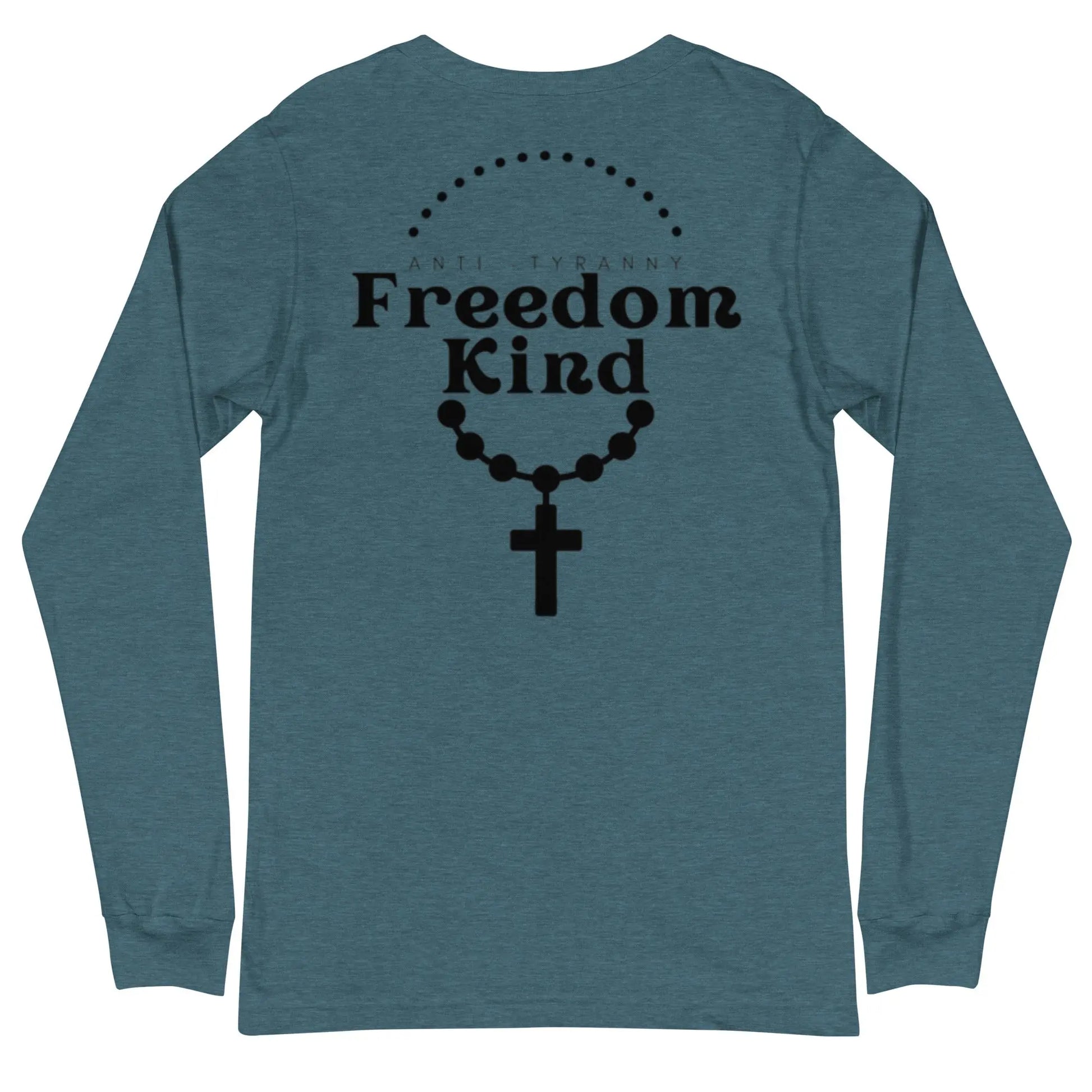 Unisex Long Sleeve Tee with Rosary Design | Freedom Kind Apparel - Image #15