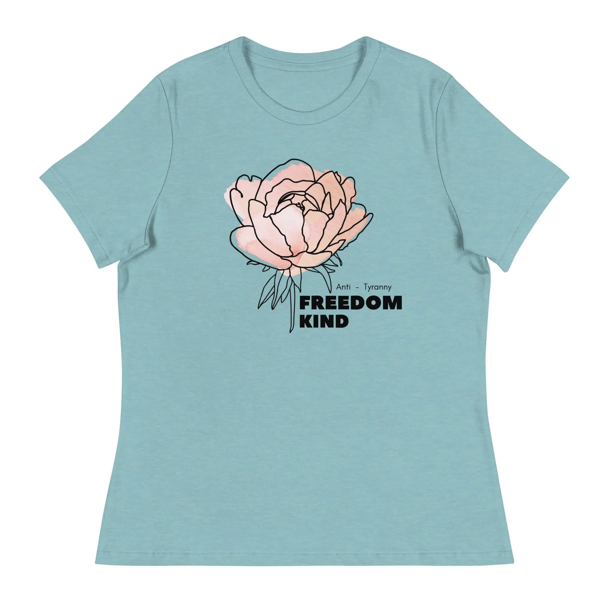 Freedom Kind Anti - Tyranny Peonies Women's Relaxed T-Shirt - Image #13