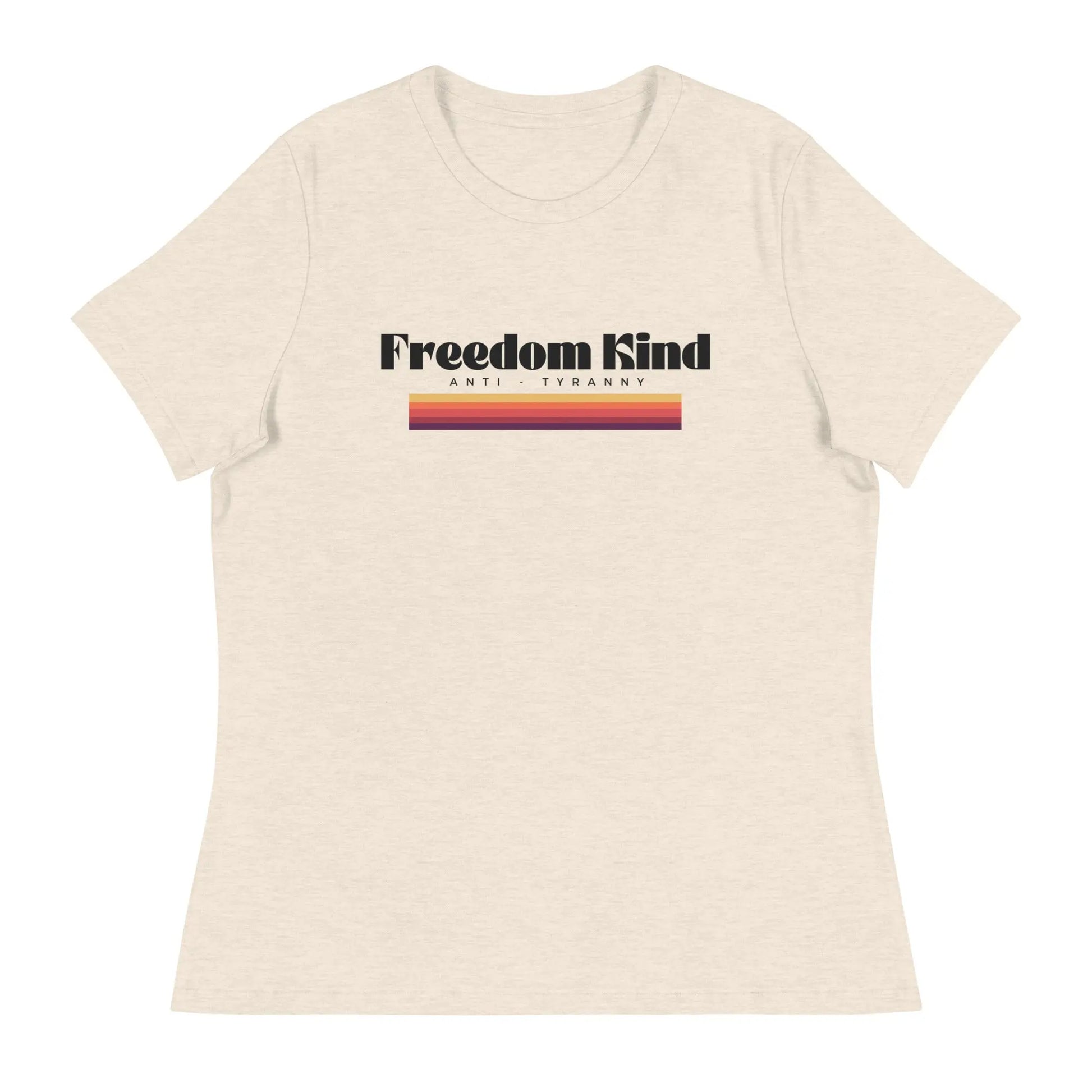 Freedom Kind Anti - Tyranny Sunset Banner Women's Relaxed T-Shirt - Image #1