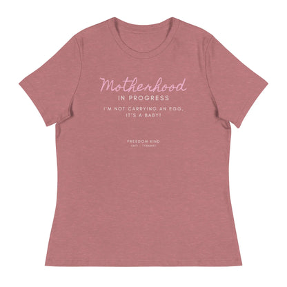 Women's Relaxed T-Shirt: 'Motherhood in Progress' | 'I'm Not Carrying an Egg, It's a Baby!' | Freedom Kind - Image #4