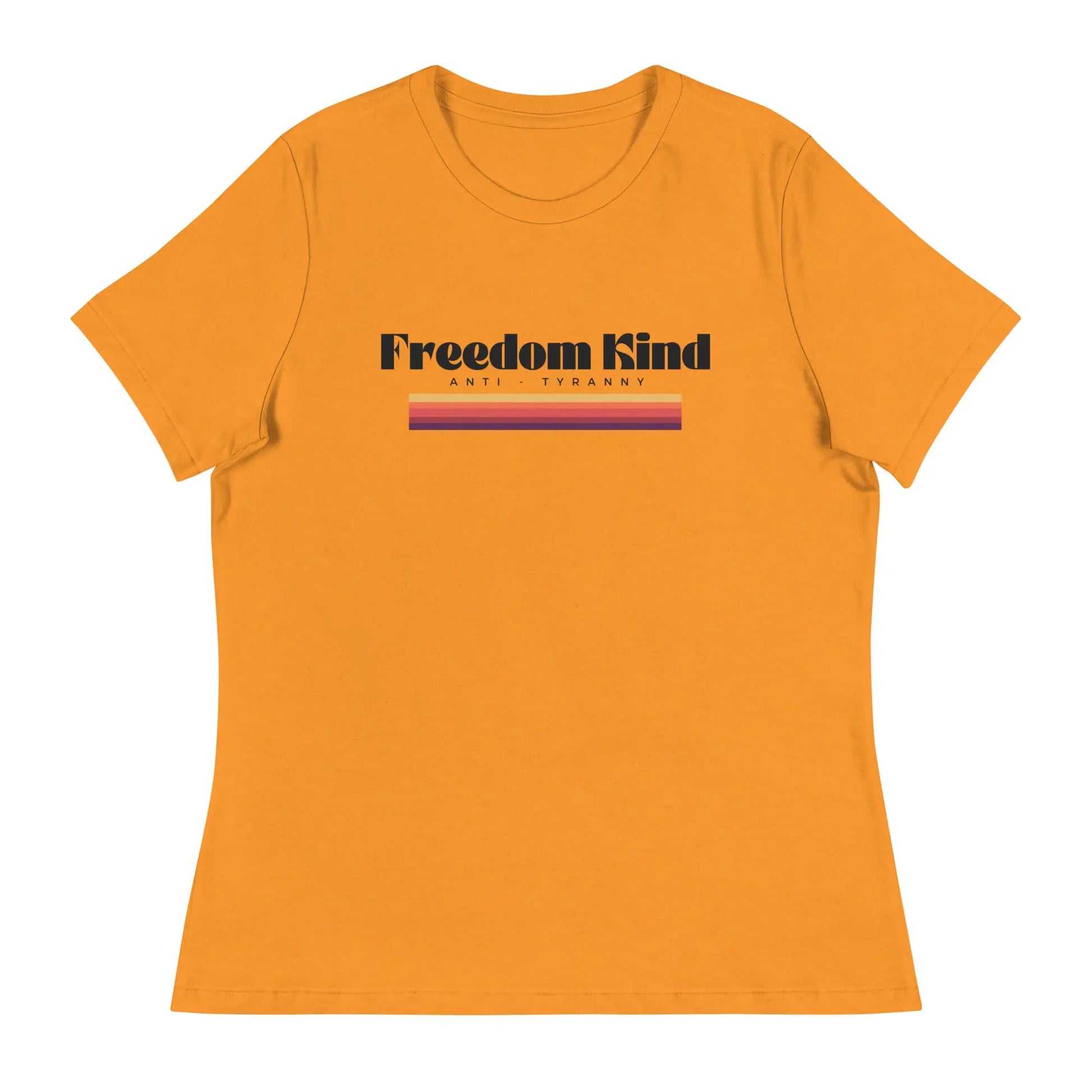 Freedom Kind Anti - Tyranny Sunset Banner Women's Relaxed T-Shirt - Image #16