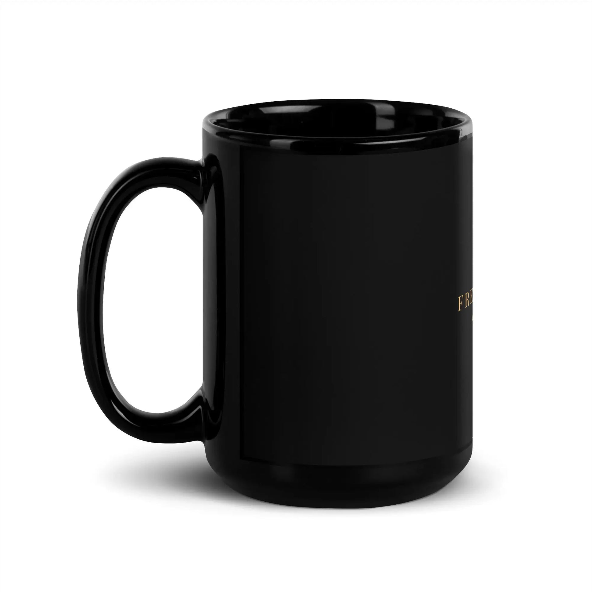 Black Glossy Mug with Golden Cross | Freedom Kind - Image #4