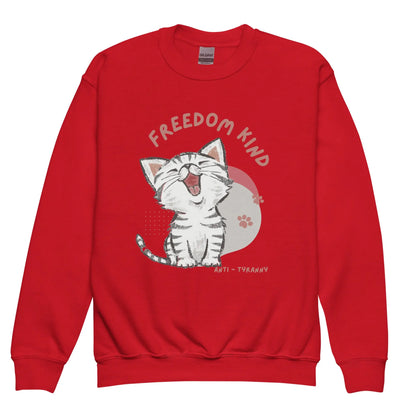 Freedom Kind Anti - Tyranny Kitten Youth crewneck sweatshirt - Image #5