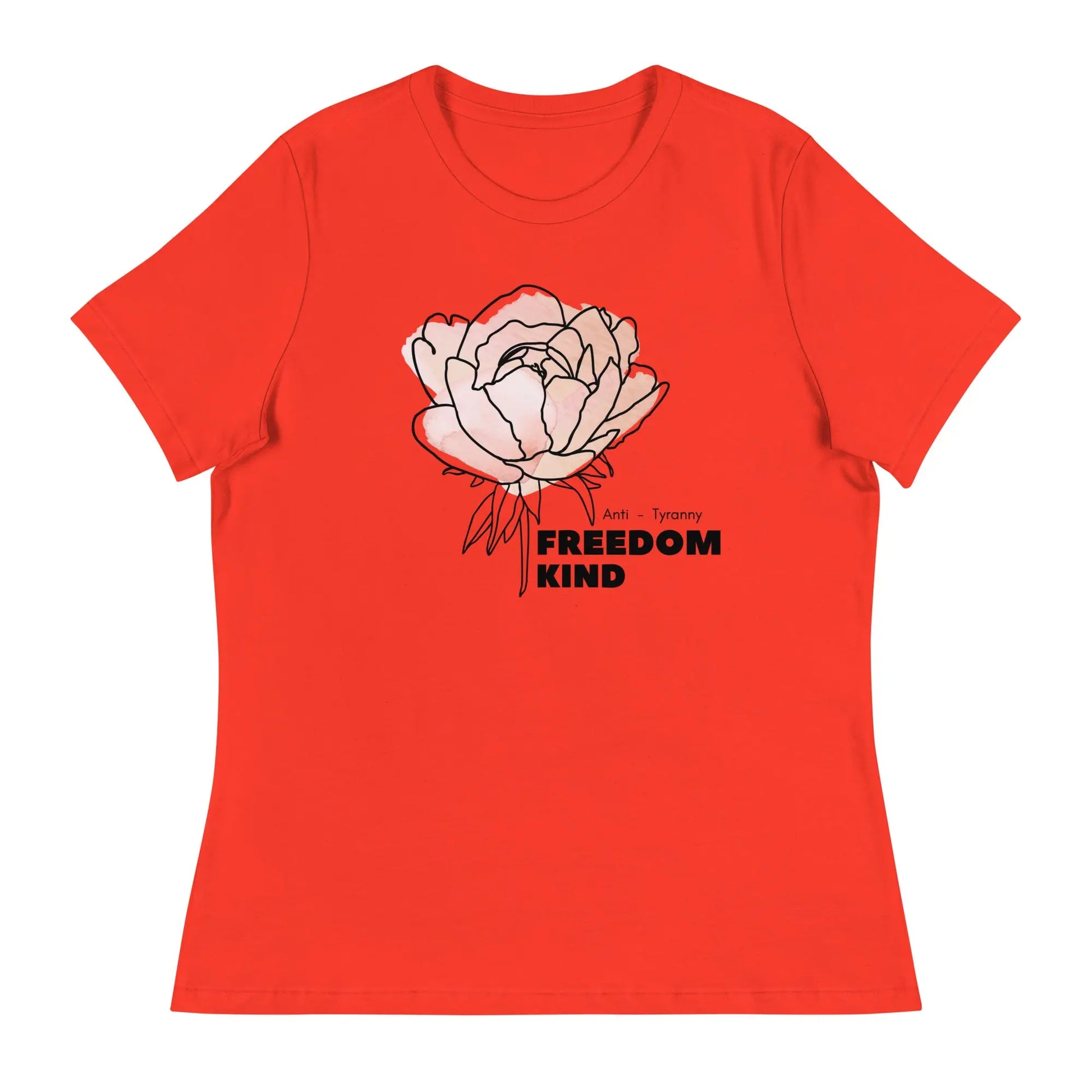 Freedom Kind Anti - Tyranny Peonies Women's Relaxed T-Shirt - Image #2