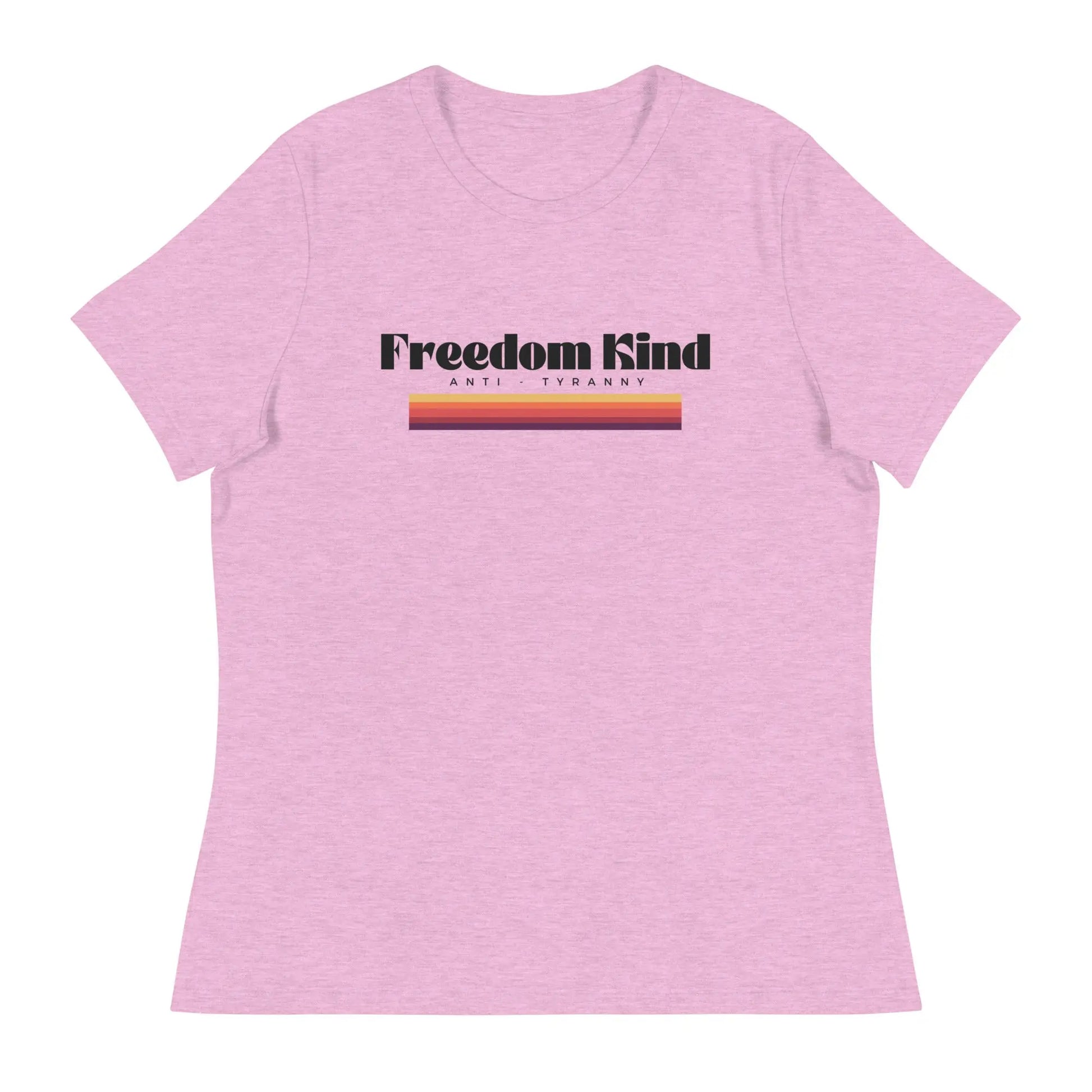 Freedom Kind Anti - Tyranny Sunset Banner Women's Relaxed T-Shirt - Image #24