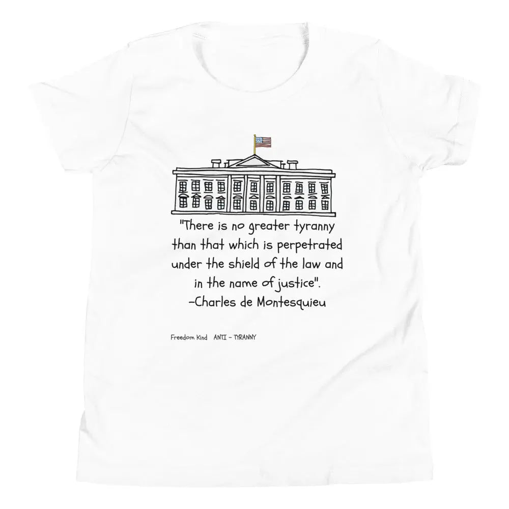 Youth Short Sleeve T-Shirt with Charles de Montesquieu Quote | Freedom Kind Apparel - Image #10
