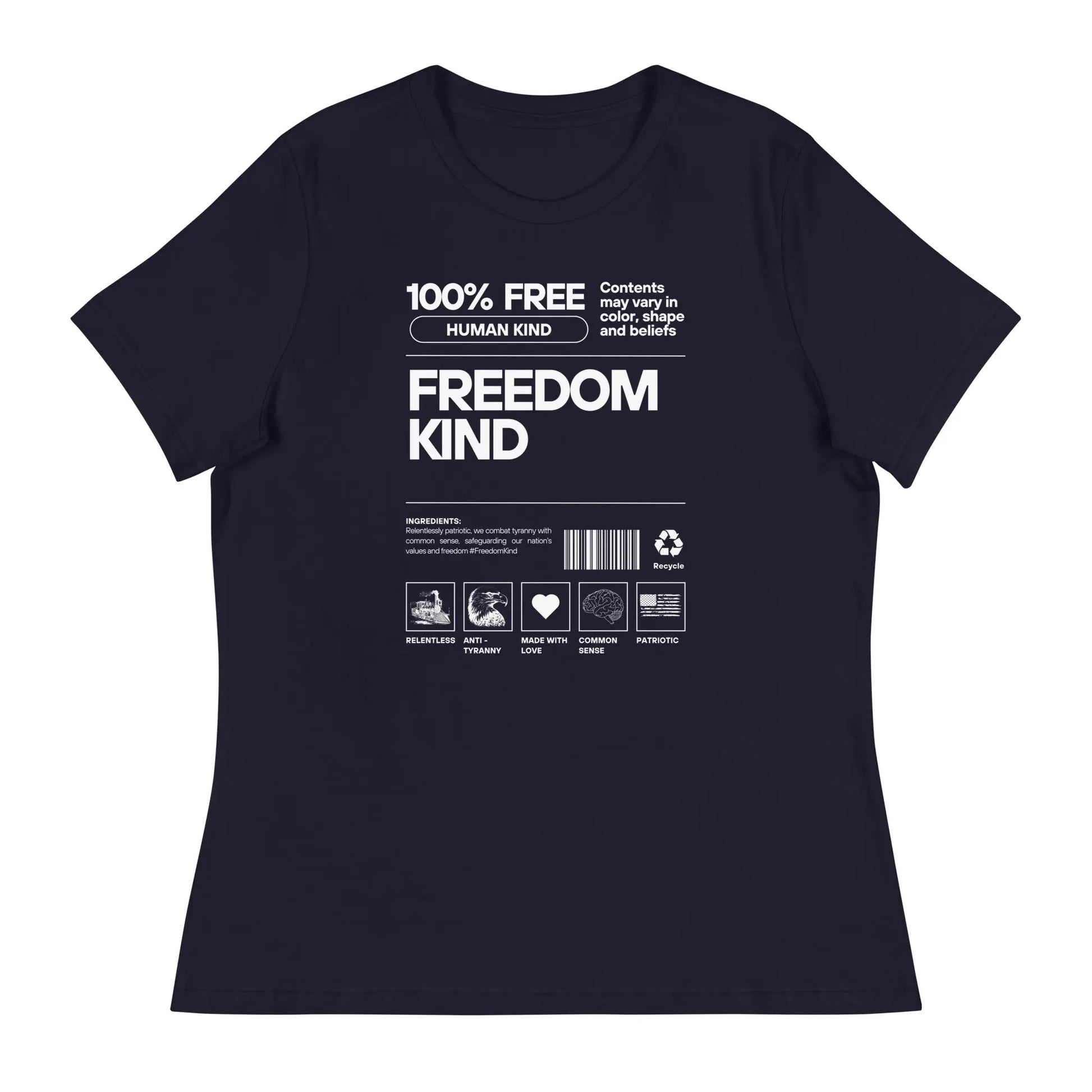 Women's Relaxed T-Shirt: 100% Human Kind | Freedom Kind Apparel - Image #2