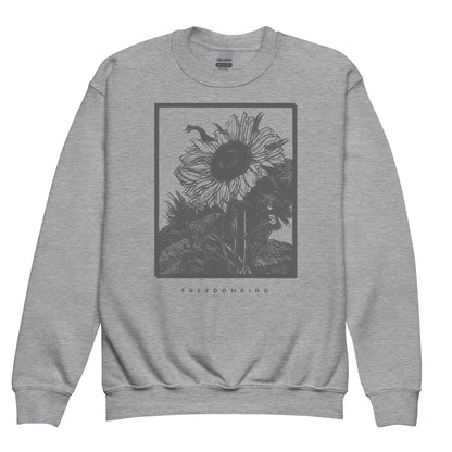 Youth Crewneck Sweatshirt with Sunflower Design | Freedom Kind - Image #3