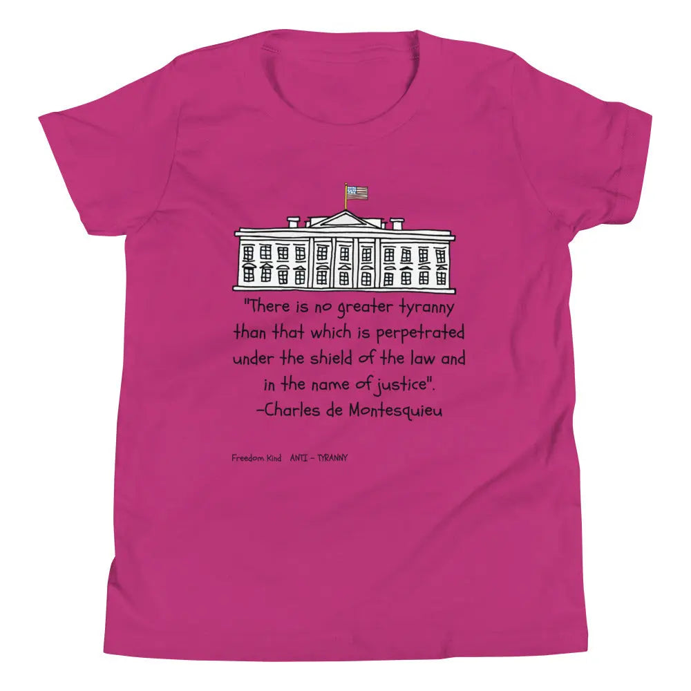 Youth Short Sleeve T-Shirt with Charles de Montesquieu Quote | Freedom Kind Apparel - Image #4