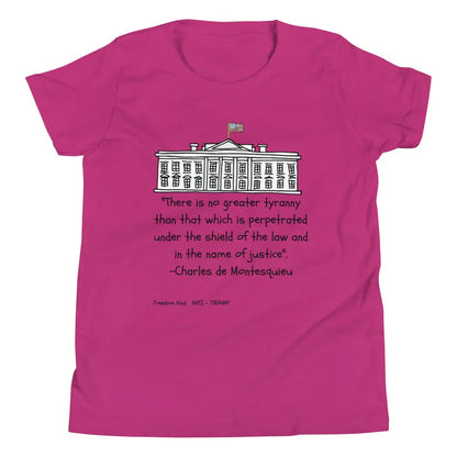 Youth Short Sleeve T-Shirt with Charles de Montesquieu Quote | Freedom Kind Apparel - Image #4