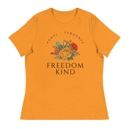 Freedom Kind Anti - Tyranny Spring Flowers Women's Relaxed T-Shirt - Image #10