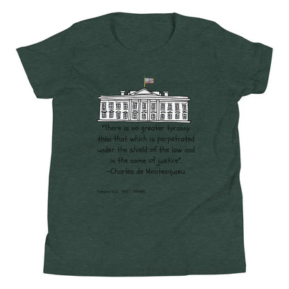 Youth Short Sleeve T-Shirt with Charles de Montesquieu Quote | Freedom Kind Apparel - Image #5