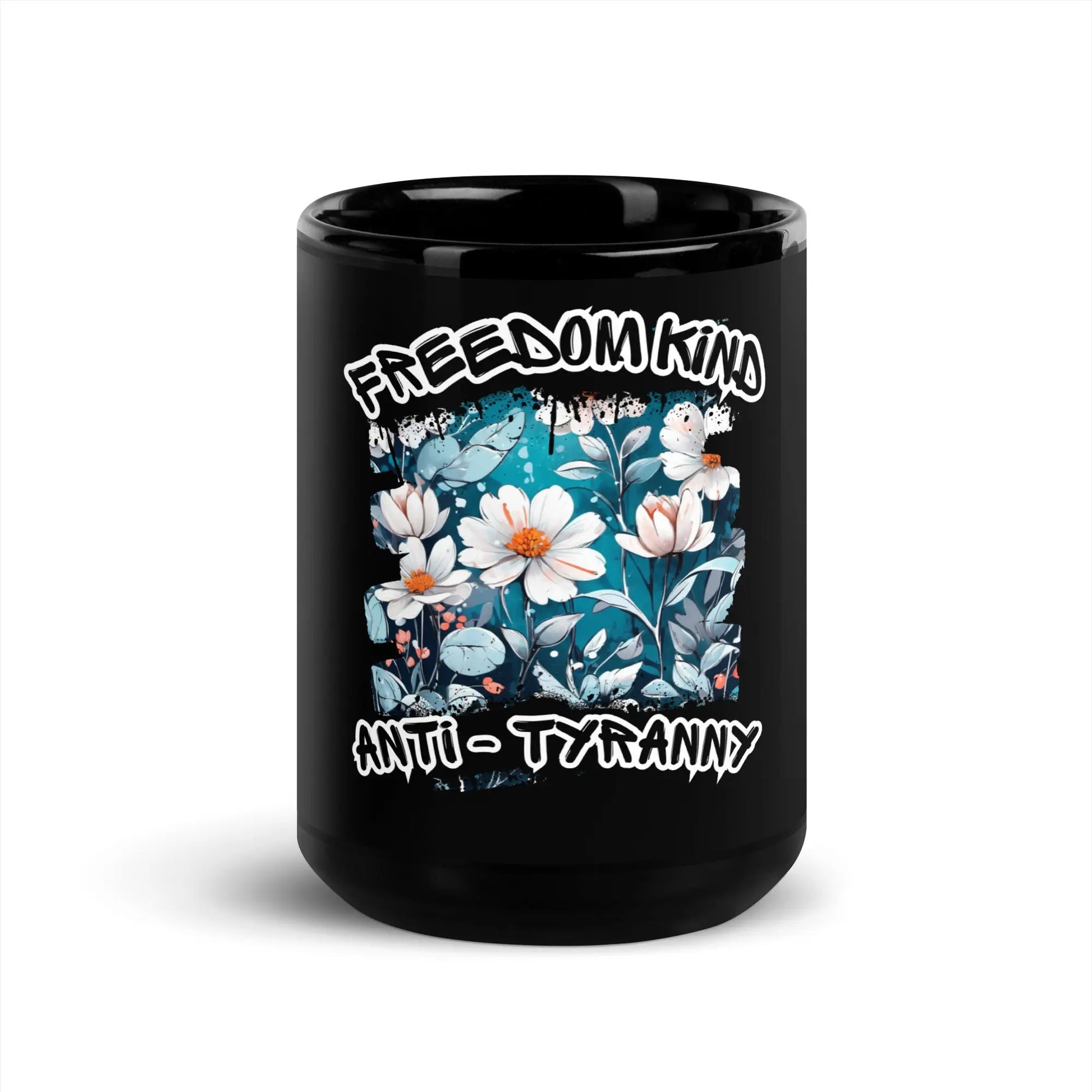 Whiter Flower | Freedom Kind Black Glossy Mug - Image #7