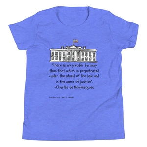 Youth Short Sleeve T-Shirt with Charles de Montesquieu Quote | Freedom Kind Apparel - Image #1