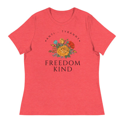 Freedom Kind Anti - Tyranny Spring Flowers Women's Relaxed T-Shirt - Image #2