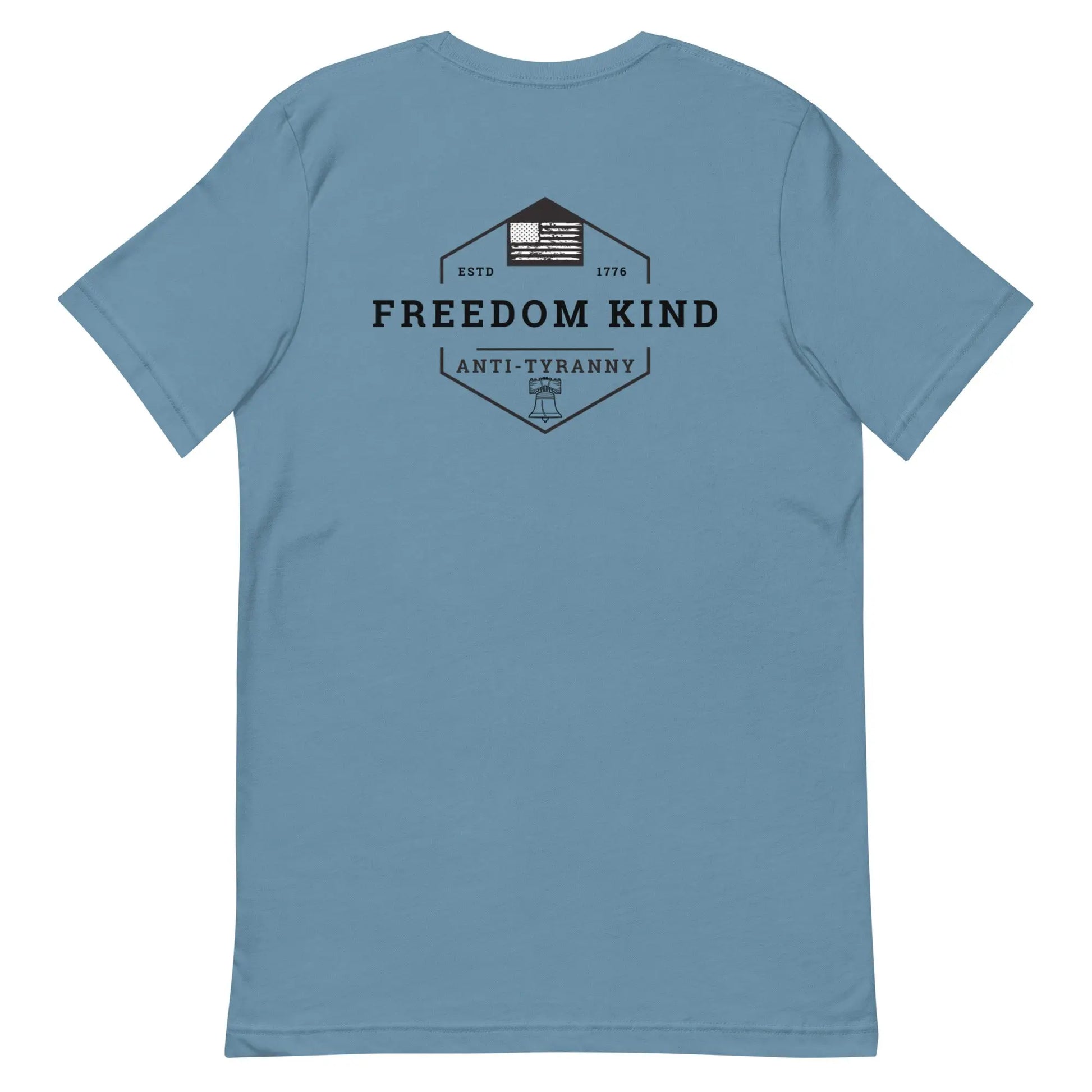 Freedom Kind Anti - Tyranny Liberty Bell American Flag Logo T-shirt - Image #7