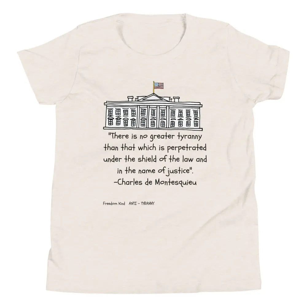 Youth Short Sleeve T-Shirt with Charles de Montesquieu Quote | Freedom Kind Apparel - Image #9