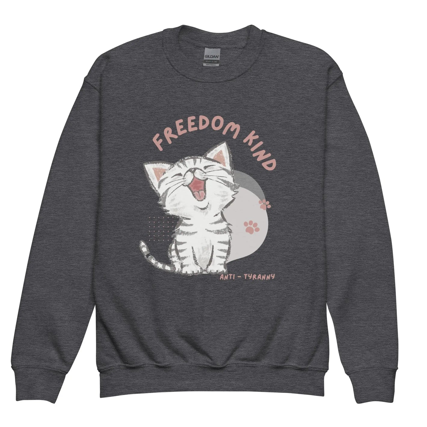 Freedom Kind Anti - Tyranny Kitten Youth crewneck sweatshirt - Image #1