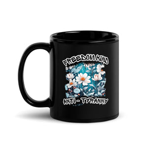 Whiter Flower | Freedom Kind Black Glossy Mug - Image #1