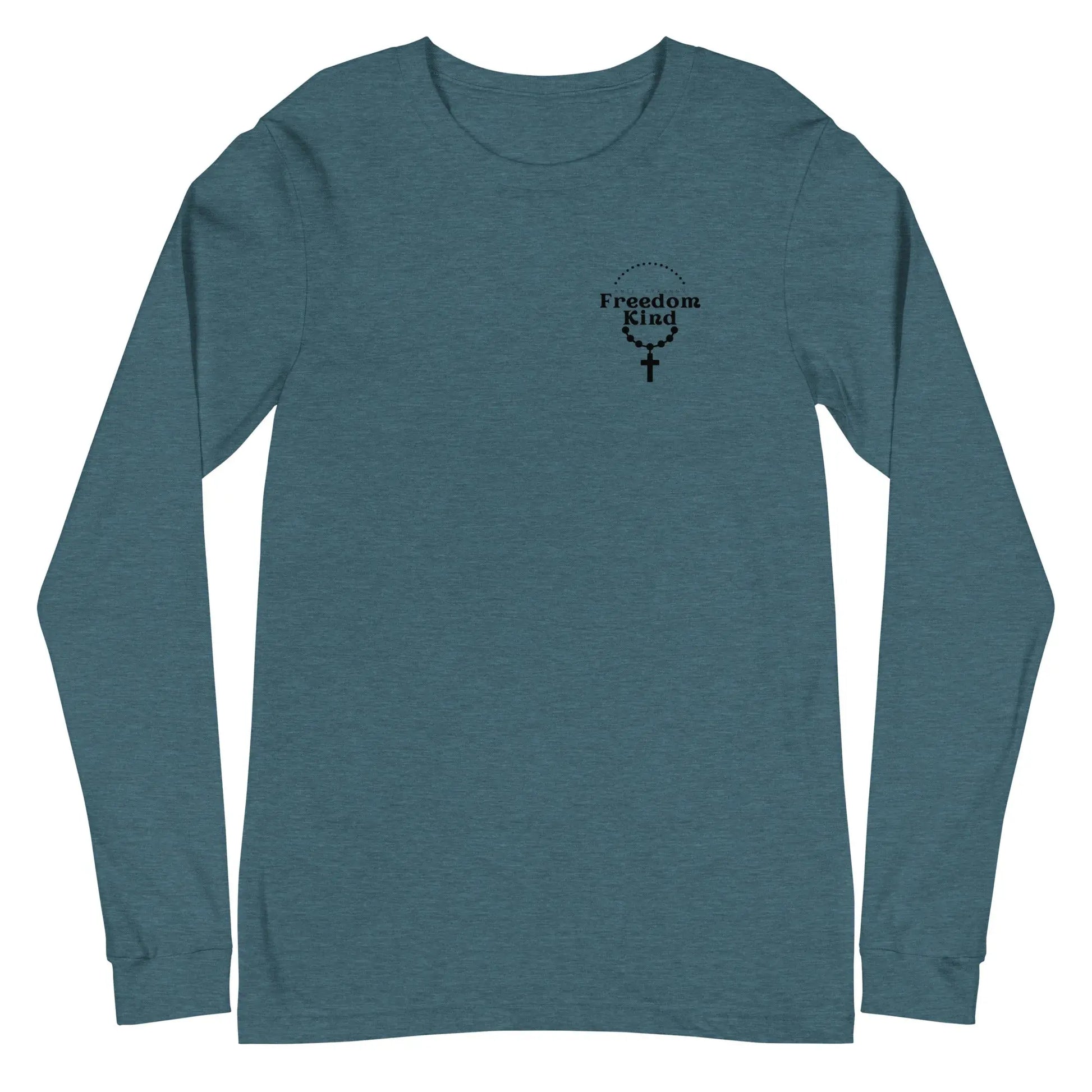Unisex Long Sleeve Tee with Rosary Design | Freedom Kind Apparel - Image #14