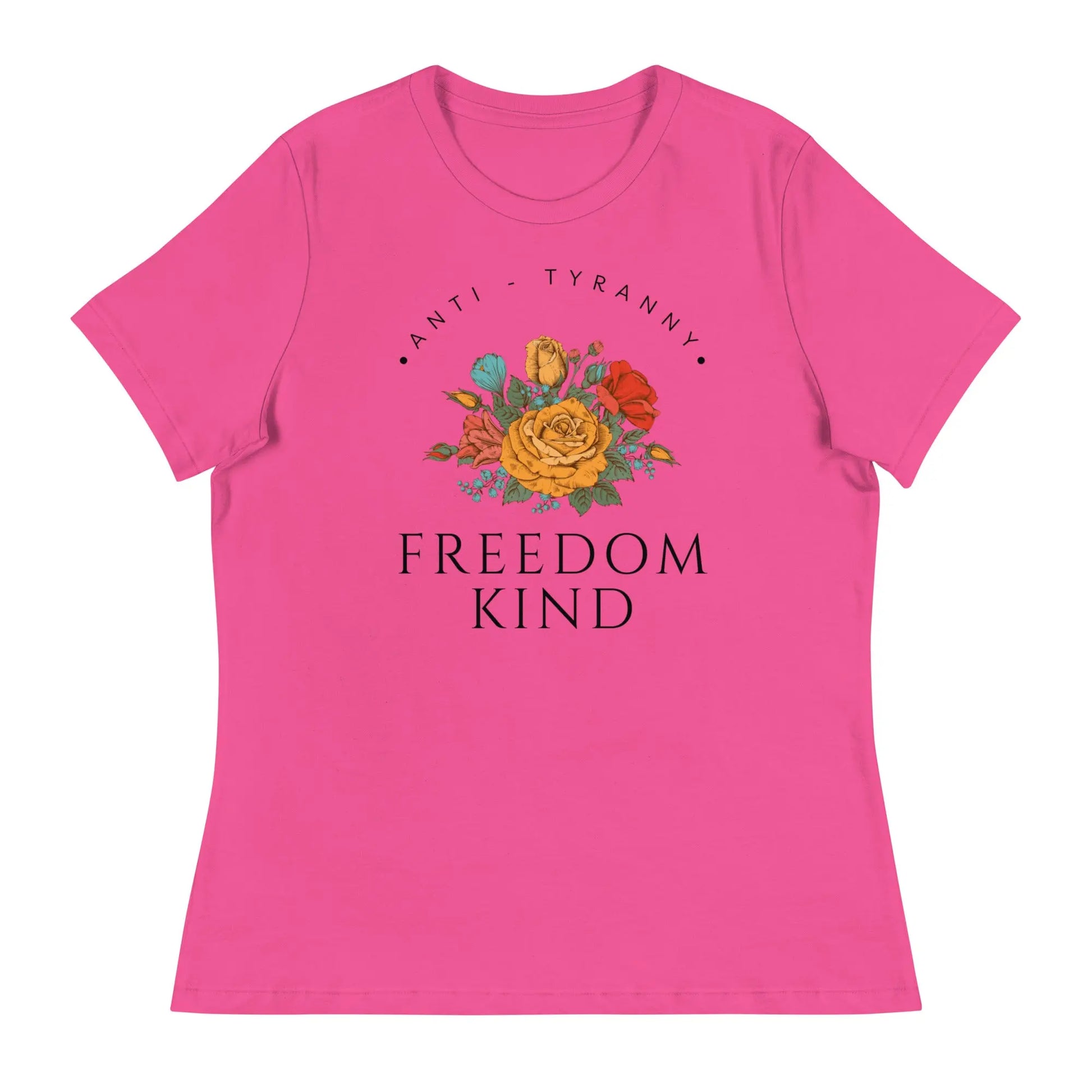 Freedom Kind Anti - Tyranny Spring Flowers Women's Relaxed T-Shirt - Image #4