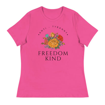 Freedom Kind Anti - Tyranny Spring Flowers Women's Relaxed T-Shirt - Image #4